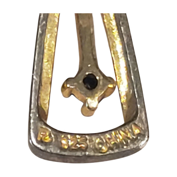 Sterling Silver 925 Gold Vermeil Cross Pendant Sapphires prime art - Picture 7 of 10